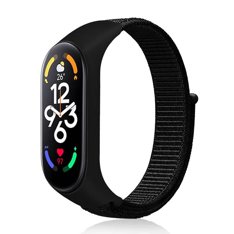 Nylon Loop Mi Band 6 7 Strap Replacement Soft Adjustable Wrist Watchband Pulsera Correa For Xiaomi Mi Band 3 4 5 6 7 Bracelet