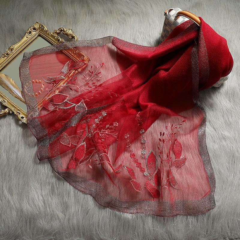 Fashion  Silk Wool Scarf  Embroidered Women Shawls And Wraps Lady Travel Pashmina High Quality Winter Neck Scarves Hijab