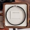 Copper Gold Black Agate Necklace Silver Plated Coin Buckle Chokers Imitation Pearl Necklace  Women