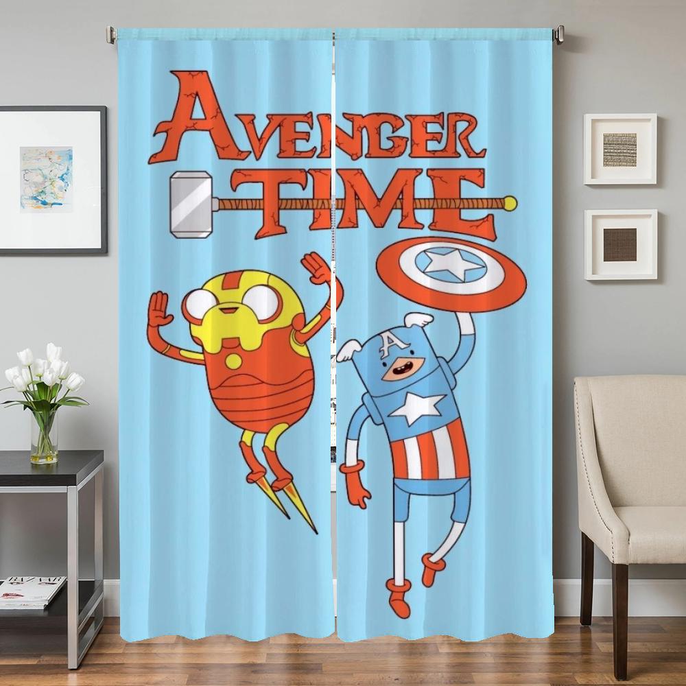 Zasłony Okienne Kuchenne do Salonu 2 Sztuki Zasłony Zaciemniające Zasłona na Drzwi A-adventure Time Przegroda Dekoracja Sypialni
