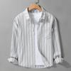 Japanese Style Striped Long Sleeve Shirts for Men Daily Spring/Autumn Pure Cotton Soft and Comfortable Casual Tops Youth New Fashion Men Shirt