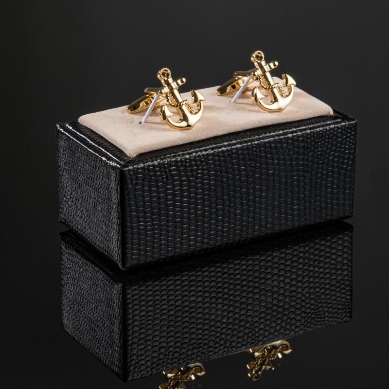 Electroplated Gold Ship Anchor Copper Metal Cufflinks Men's French Shirt
