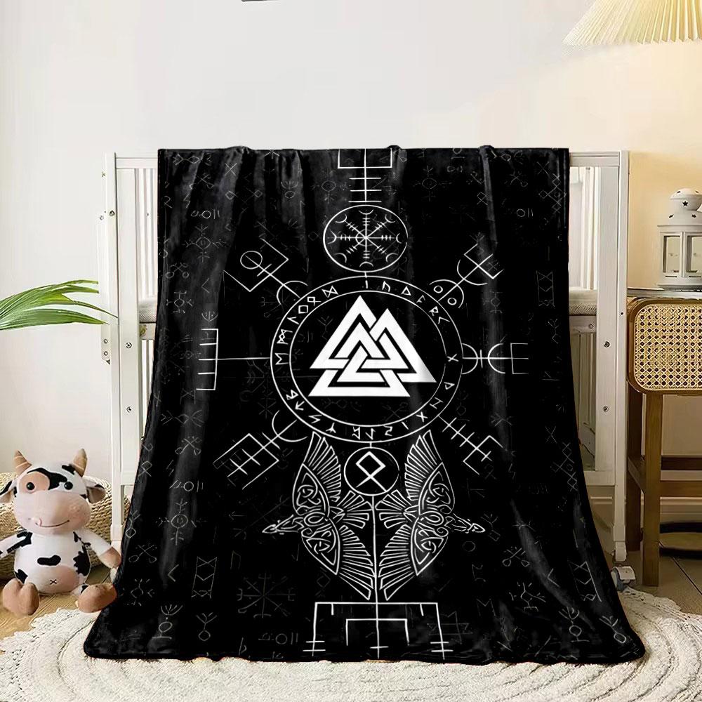 Viking Runes and Valknut Design print blanket soft and cozy perfect for the living room bed sofa or a nap,gift