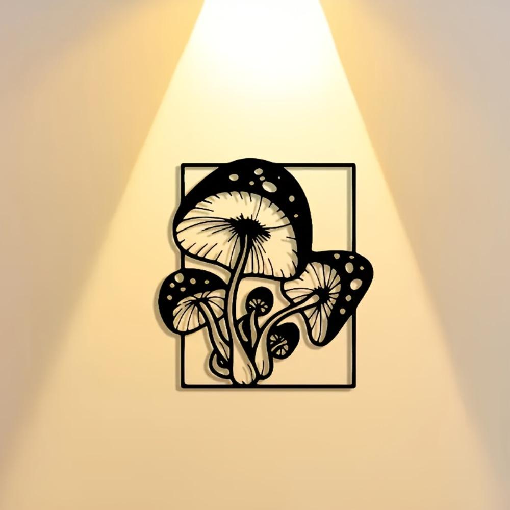 1pc Metal Mushroom Wall Decor, Detachable Iron Art, Rustic Farmhouse Sign for Home Office Kitchen Patio, Reusable Elegant Ornament
