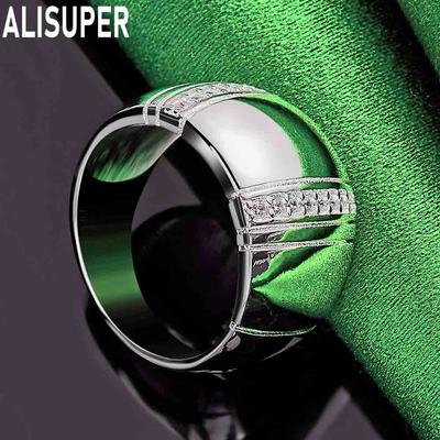 925 Sterling Silver Smooth AAA Zircon Ring Fashion Charm Exquisite Wedding Jewelry