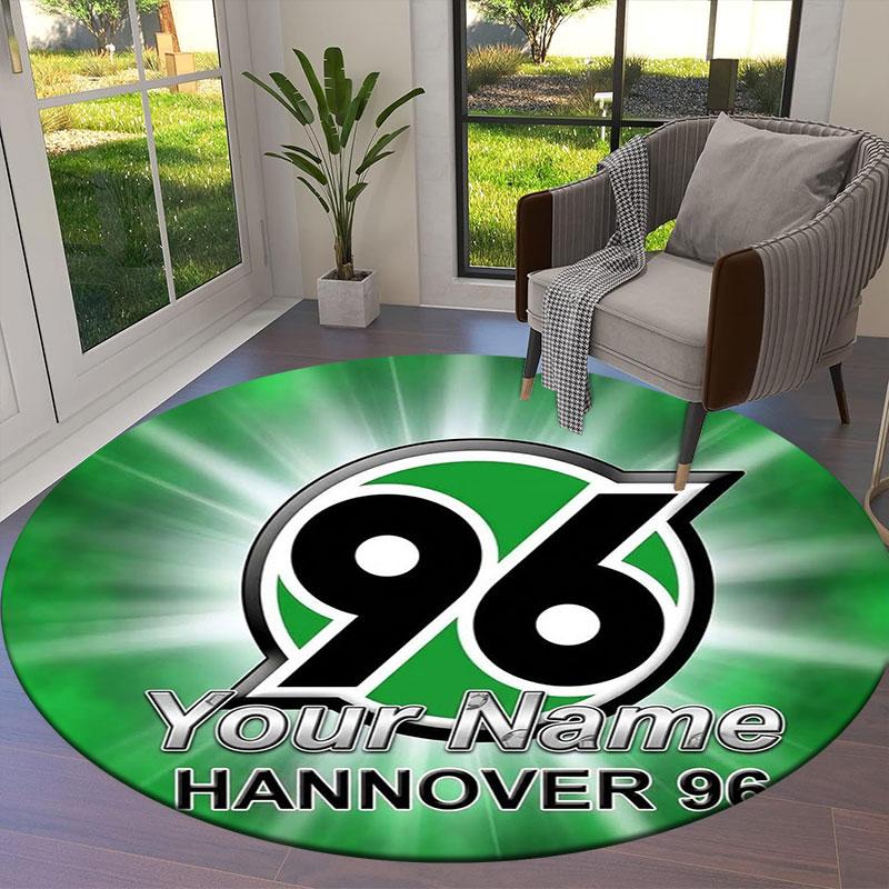 Hannover 96 Custom Name Round Area Rug,Carpet Rug for Living Room Bedroom Sofa Playroom Decor,Non-slip Floor Mat