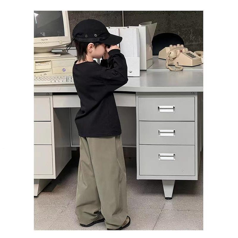 Boys Cotton Long Sleeve T Shirt Spring Autumn White Base Layer Top For Big Kids