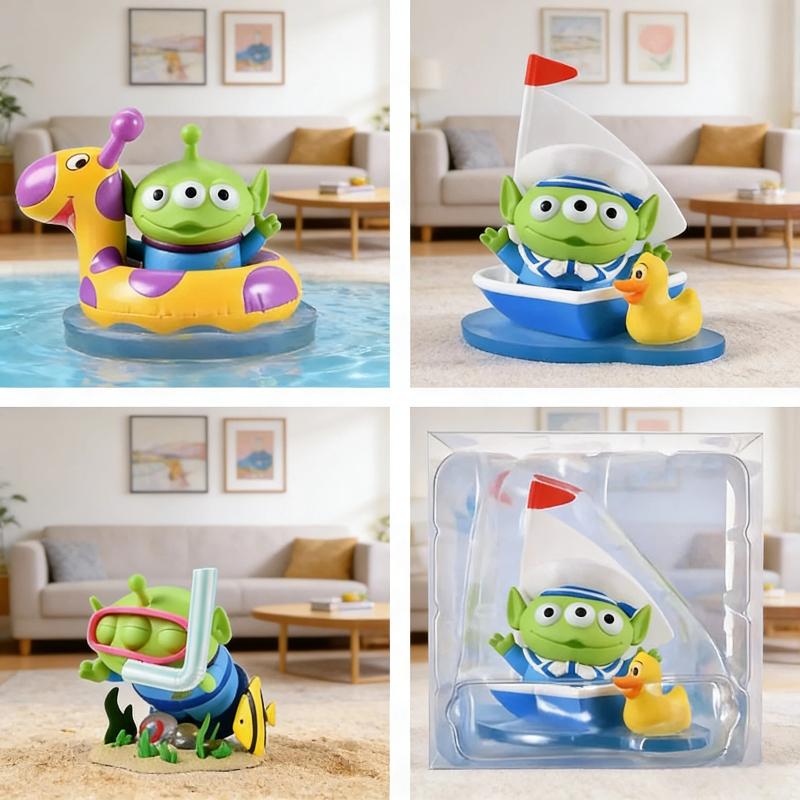 Superise Toys Mobilization Navy Diving Swimming Circle Three Eyed Figurines Cute Desktop Models Ornaments Birthday Gifts