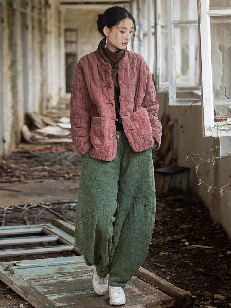 Women's Winter Tie-Dye Quilted Ramie Cotton Jacket - New Style
