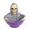 Scary Skeleton Candy Holder with Screaming Skull and Light Up Red Eyes Creepy Motion for Halloween Decoration Moving Skeleton