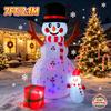 7FT/2.1M Inflatable Snowman Set with Lights and Red Gift Box, Christmas Outdoor Yard Decoration