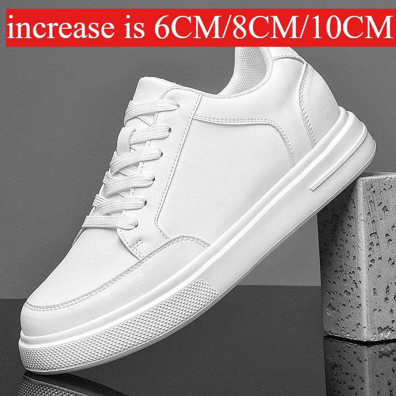 Hot Sale Men White Elevator Shoes 6CM/8CM/10CM Invisible Height Increasing Sneakers