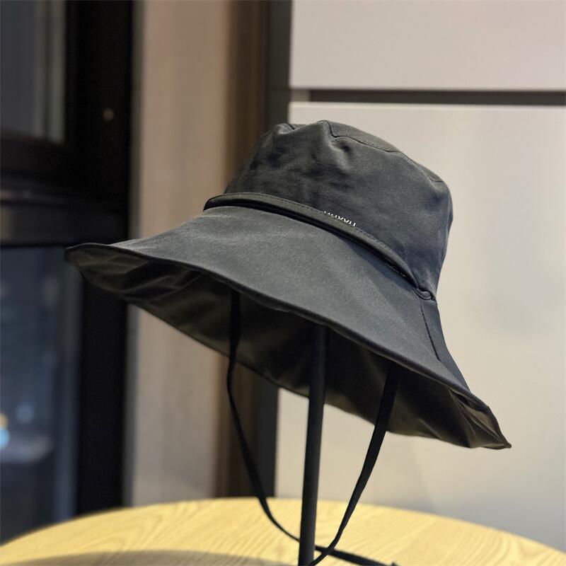 

Spring and summer new black vinyl sunscreen versatile hat for women, UV protection, large brim fisherman hat, outdoor sunshade sun hat Adult54-60Adjustable чёрный
