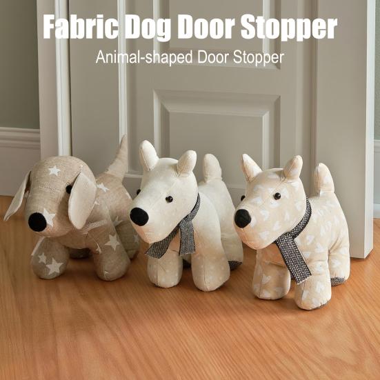 Fabric Dog Decorative Door Stopper Cartoon Puppy Weighted Interior Door Stop Windproof Home Office Floor Stuffed Animal Doorstop