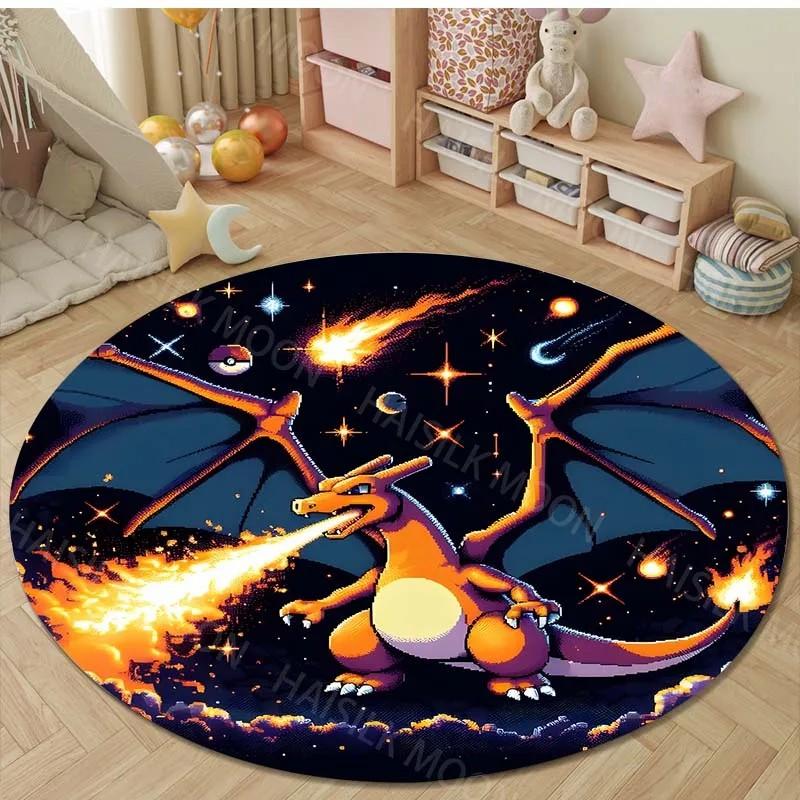 1PC Multi-Scene Carpet P0kemon Charizard Round Rug for Bedroom Area Floor Mats Kids Room Bath Chair Mats Living Room Home Decor