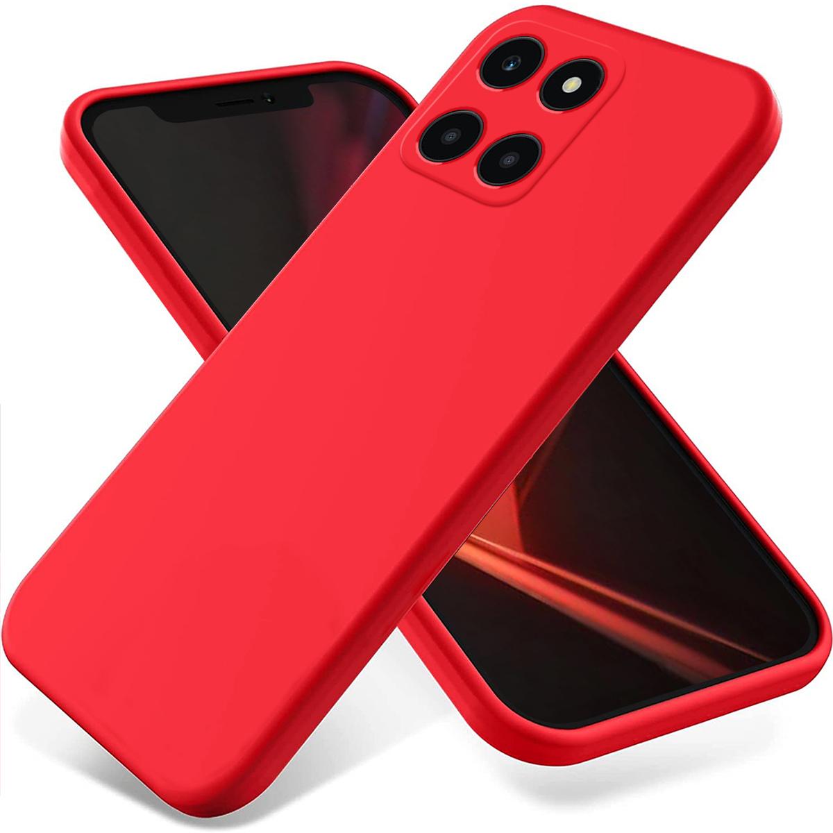 

For Honor X6a 4G Case Anti-Scratch Liquid Silicone Cell Phone Protector Cover Red