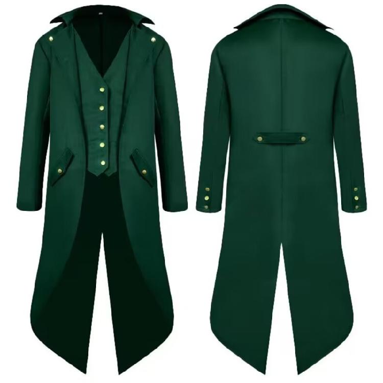 Mens Formal Tailcoat Costume Coat Medieval Long Dress Jacket for Halloween Cosplay Party Photo Wear and Theater Use Looks