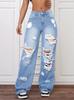 2026 European Trend Ripped Straight-Leg Denim Jeans for Women