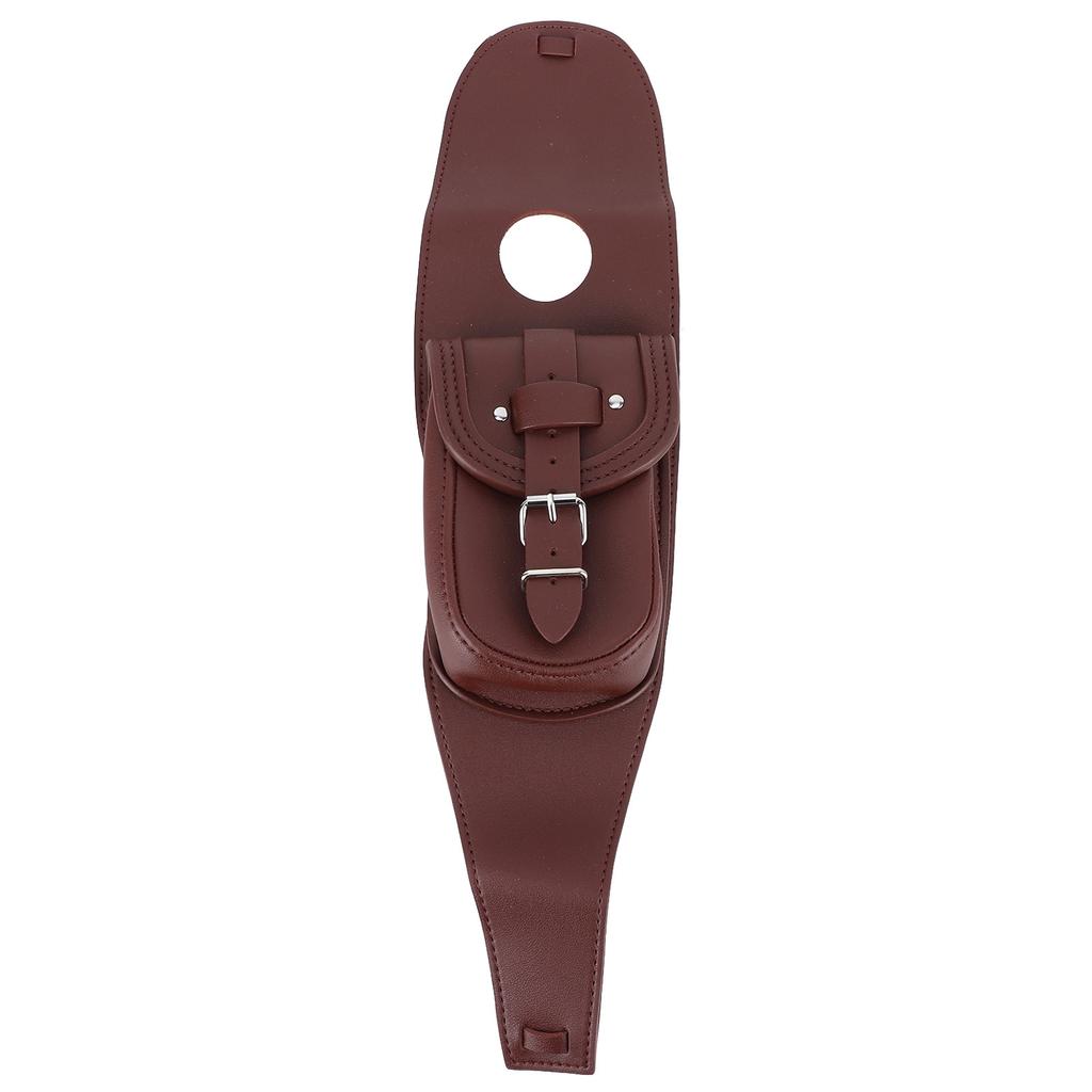 Motorcycle PU Leather Gas Fuel Tank Cover Panel Pad Bib with Pouch Motorbike AccessoryBrown