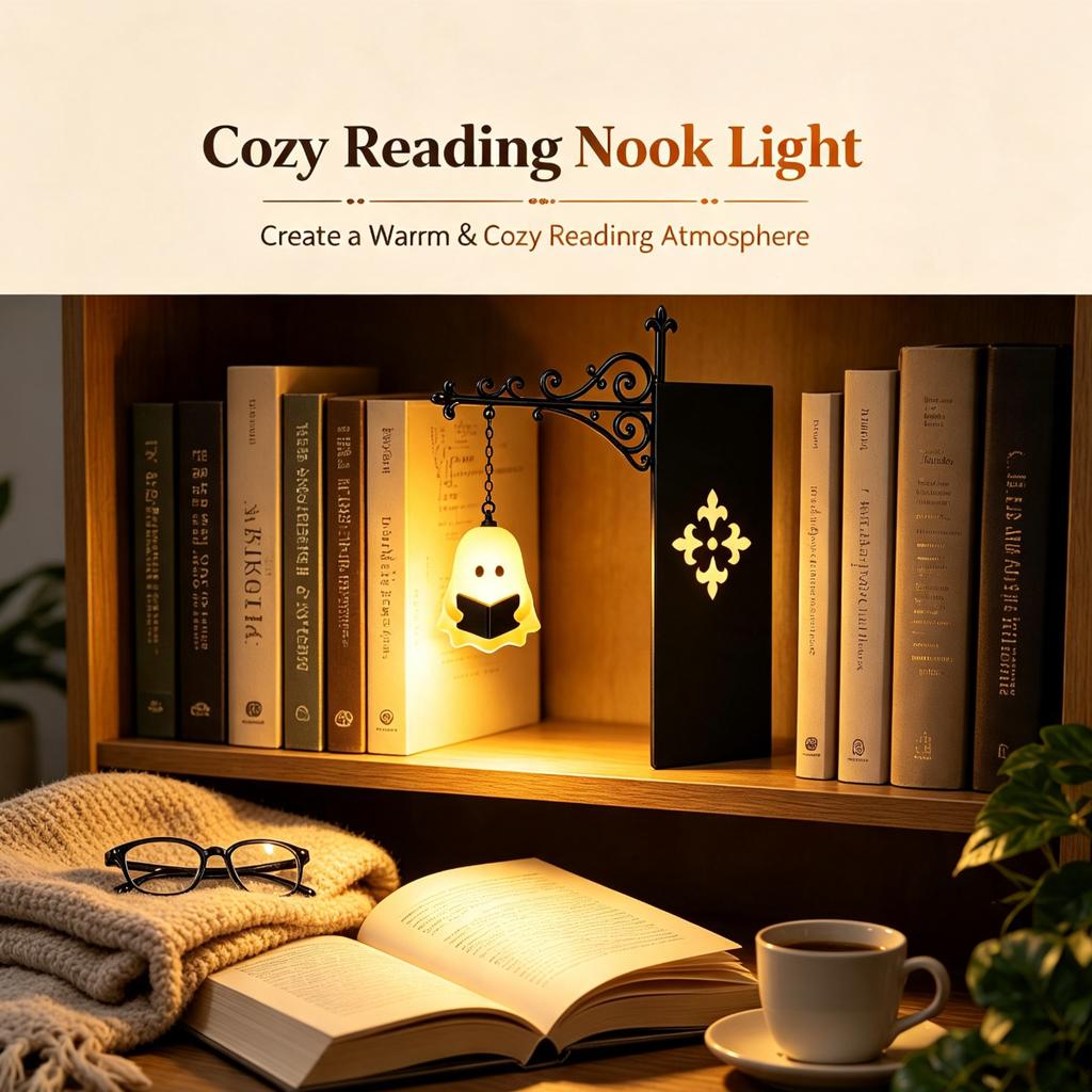 Halloween Themed Warm Night Lights Bookend Shelf Lamp Book Stopper for Office Reading Room Desk Decoration Reader Gift