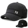 Winter Warm Fashion Middle-aged N Logo Wool Earflap Cap