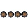 4 Stück Tonreglerknopf Transparent Glocke Lautstärke Musikinstrument Zubehör für Gitarre Bass Gold mit schwarzer Beschriftung