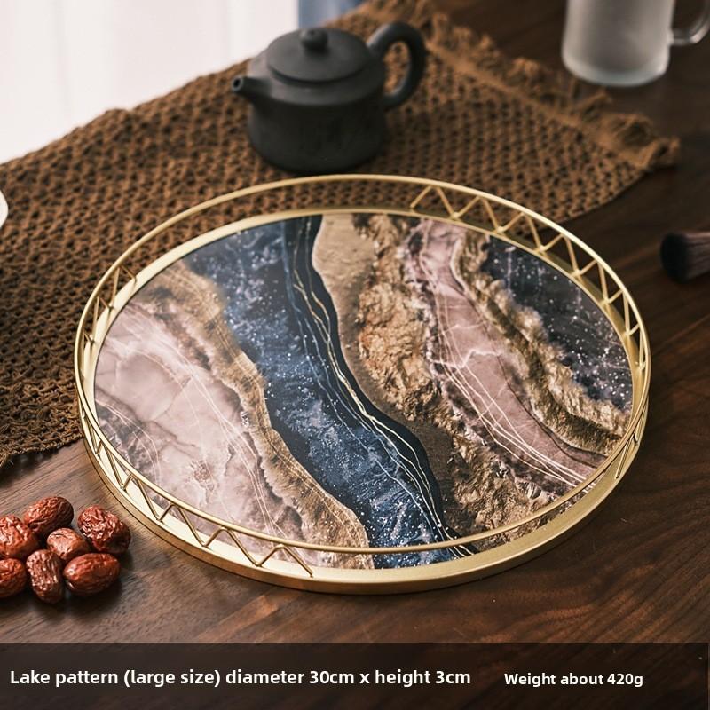 Minimalist Marble Snack Tray With Storage For Home Office And Relaxation