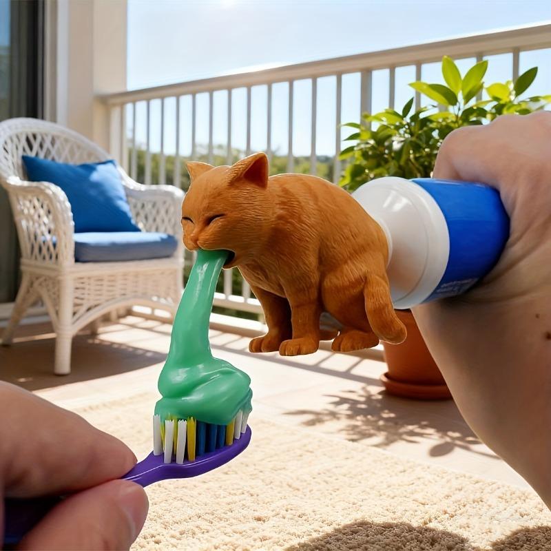1Pc Funny Cat Butt Shape Toothpaste Squeezer, Orange Cat Tail Design