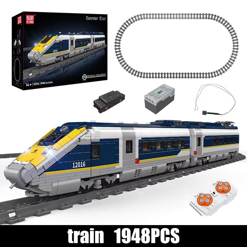 Mould King 12016 Технические игрушки Поезд Радиоуправляемый Eurostar E320 Конструктор Сборка Локомотив Набор Кирпичей Детский Рождественский Подарок