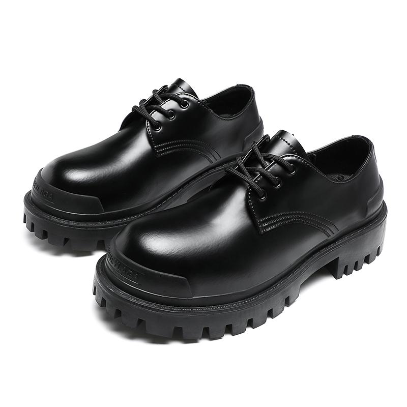 

Туфли дерби из натуральной кожи для мужчин и женщин, высокое качество, толстая подошва, повседневный стиль, для прогулок, вечеринок, увеличивающие рост 44 чёрный