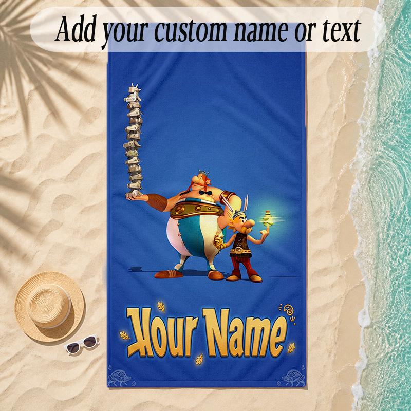 Beach TowelAsterix & Obelix Custom Name Text Personalized Soft Towel for Beach Pool Indoor Home Decor Gift