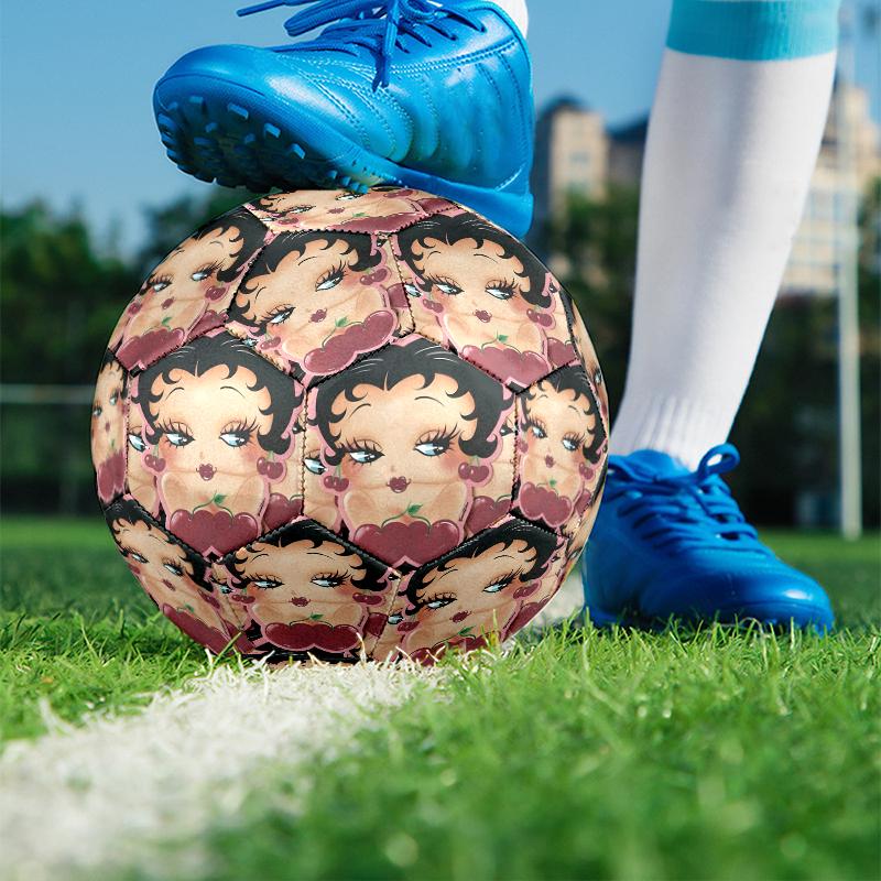 Betty Boop Print Size 5 Soccer Ball, PU Wear Resistant Football for Match Training and Daily Practice, Birthday Gift for Soccer Fans