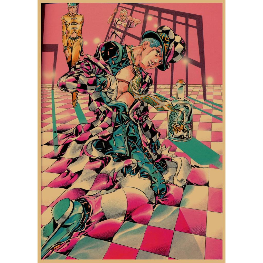 JoJo's Bizarre Adventure Retro Kraftpapier Poster - Japanische Anime Dekoration für Bar, Restaurant oder Café.