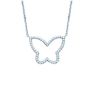 [L4611] - Silver Necklace 'Butterfly' Silver White (rhodium-plated) - 20x17 Mm