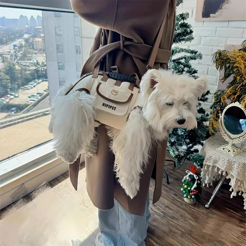 Breathable Small Dog Carrier Sling Multi‑Mode Crossbody Hand‑carry Pet Travel Backpack Adjustable Dog Harness Bag for Outdoor