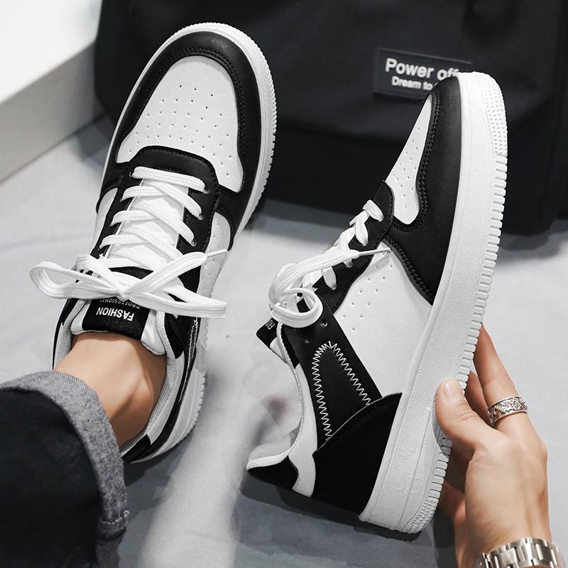 Pánské tenisky Neformální sportovní obuv pro muže Lehká PU kůže prodyšná obuv Pánské ploché bílé tenisky Zapatillas Hombre