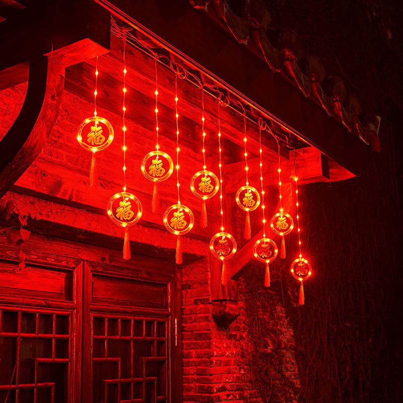 New Led Chinese Festival New Year Red Lantern Decoration String Light Spring Festival Curtain Light IP54 Rated Christmas Lights