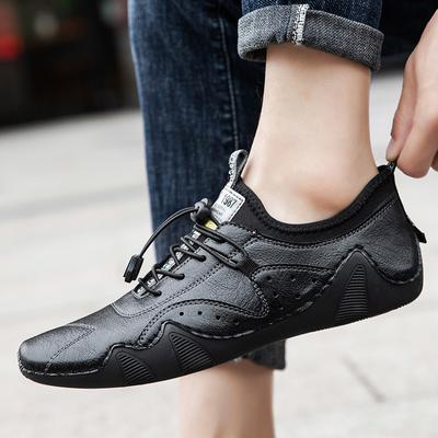 Kožené boty2024 Trendy Street Ležérní boty Pohodlný pocit na noze Pěkné černé ploché boty Pánské Podzim Nadměrná velikost Rande Chůze