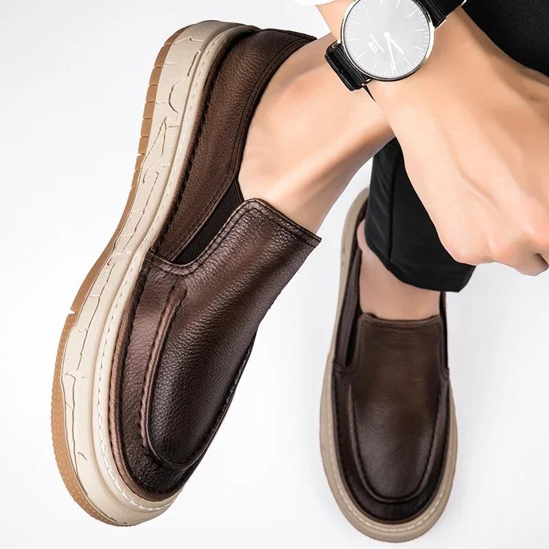 New Genuine Leather Mens Shoes 2024 Business Formal Shoes Designer Casual Shoes for Men Comfy Men Dress Loafers Driving Mocassin