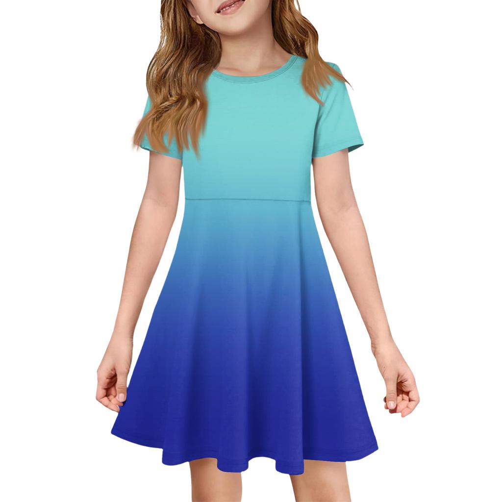 Girl Summer Dress Color & Print Short Sleeve Dress With Pocket Casual Dress Shorts Sleeve Party Dress Easter Day