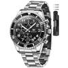 Mens Wristwatch Silver Analog Quartz Waterproof OLEVS Date Business Stylish Luxury Clock Chronograph Large Dial