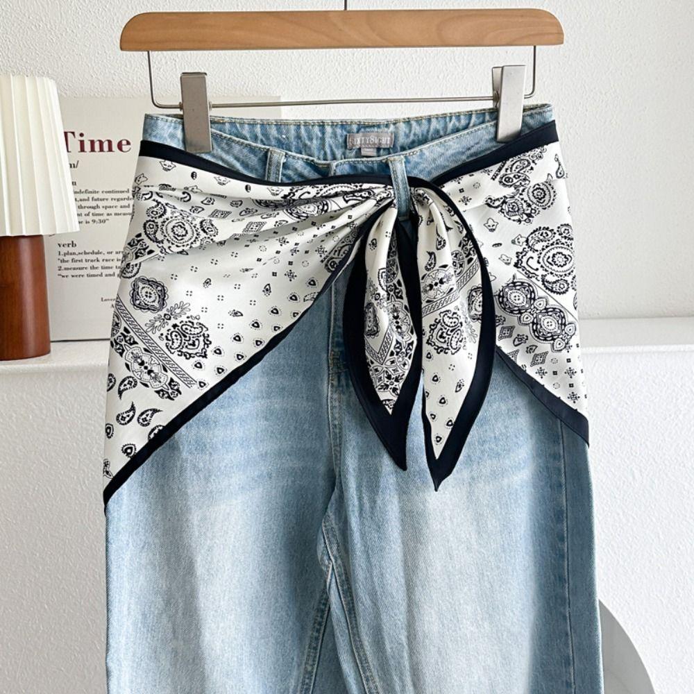 Satin Waist Triangle Scarf Belt Ethnic Style Shirt Extender Fashion Silk Scarf Women's Fashion