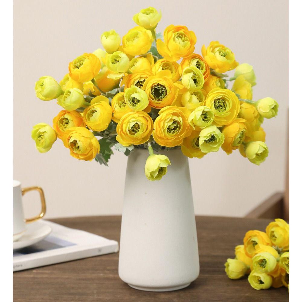 Multicolor Camellia Artificial Flower Flocking Faux Flower  Wedding Ornament