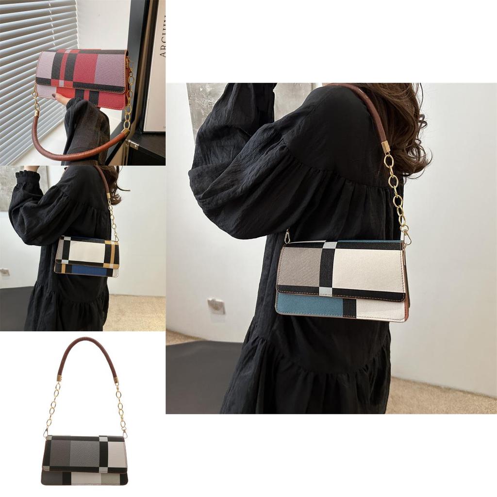 Trendy Fashion Contrast Color Small Square Bag For Women Stylish Summer Handbag