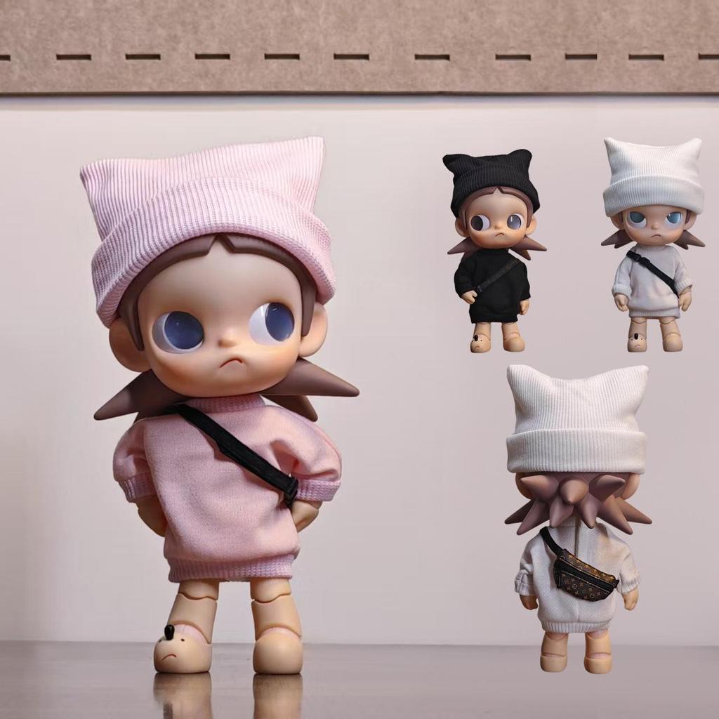 Zsiga Gazi Doll Clothes: Casual Ribbed Hoodie, Hat, BJD Doll Shoes, Dress-Up Set