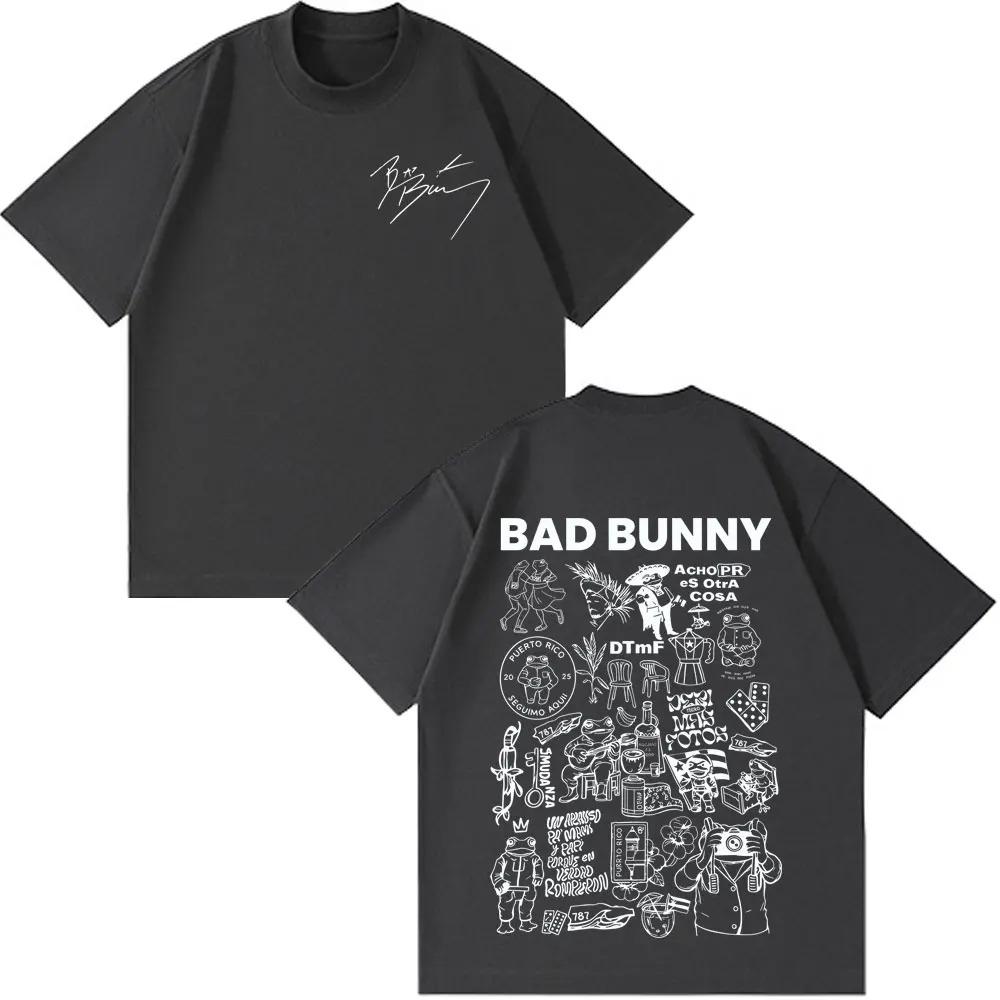 Unisex Women Fashion T Shirts Rapper Bad Bunny Tour 2026 Debi Tirar Mas Fotos DTMF Merch T-shirt Cotton Casual Vintage T-shirts