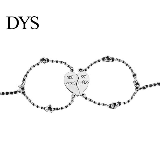 Pendant Bracelet 2Pcs Best Friends Heart Joint Pattern BFF Bracelets Bangle Friendship Jewelry Gift Fashion