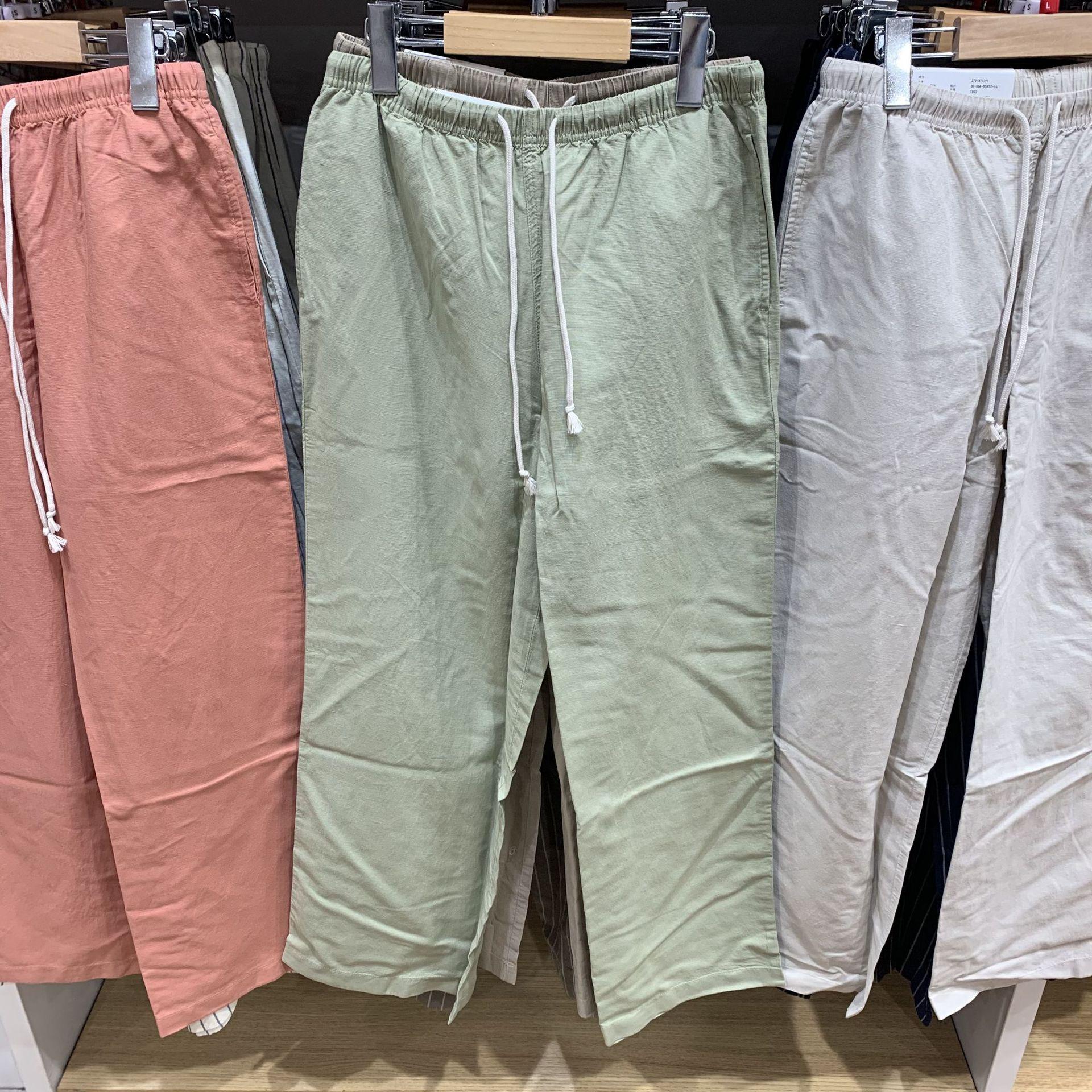 

Женские брюки прямого кроя из смесового льна на резинке – Универсальные, Повседневные, Свободного кроя для весны 2025 (473791). Medium