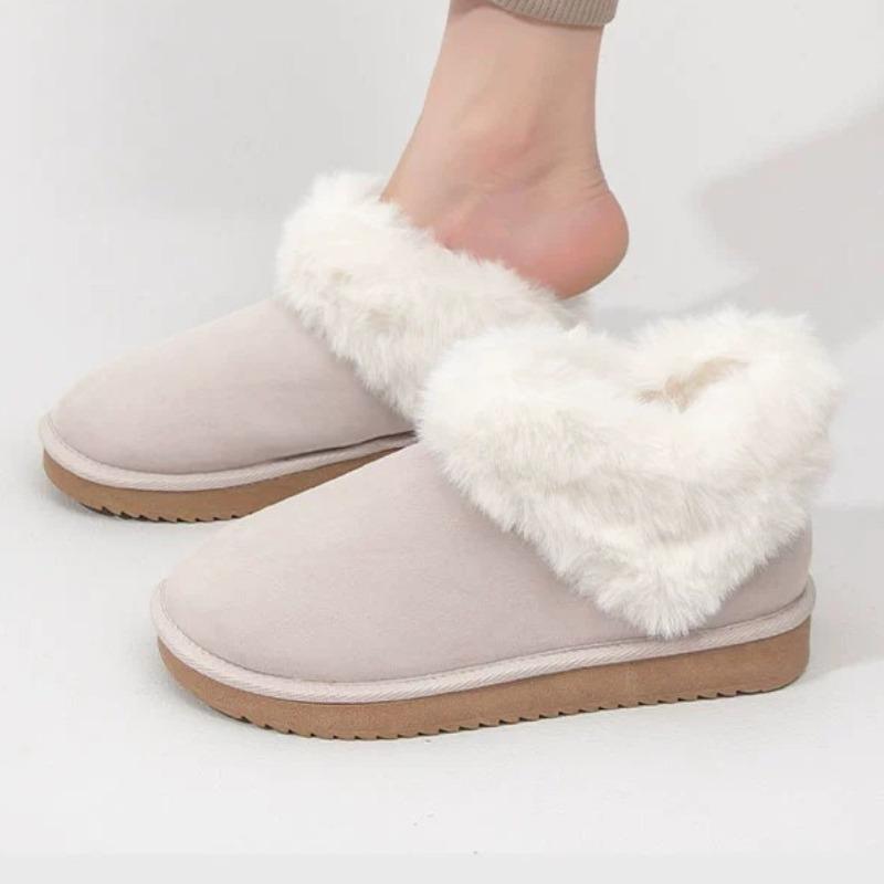 Fashion Fashion Heart Fluffy Fleece Trim Design Brand Ankle Boots Women High Quality Faux Suede Snow Boot Winter Cozy Warm Platform Boot