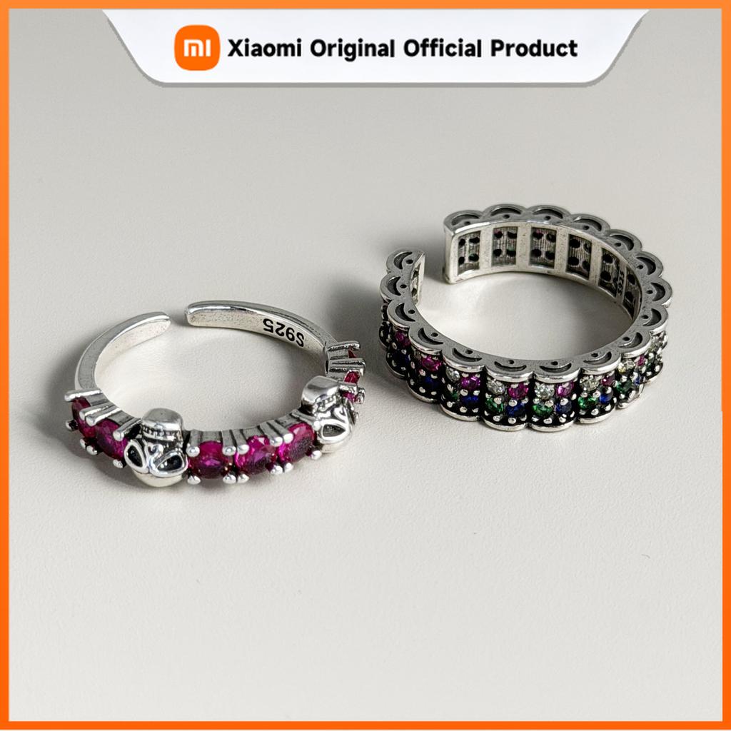 Xiaomi BF CLUB 925 Sterling Silver Ring For Women Jewelry Simple Retro Skull CZ Vintage Handmade Ring Allergy For Party Birthday Gift